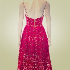 Cranberry Self-Portrait sleeveless midi dress